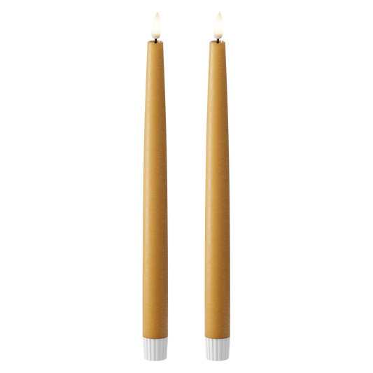 LED Stabkerzen 2 Stück, Ø 2,2 x 29 cm Curry