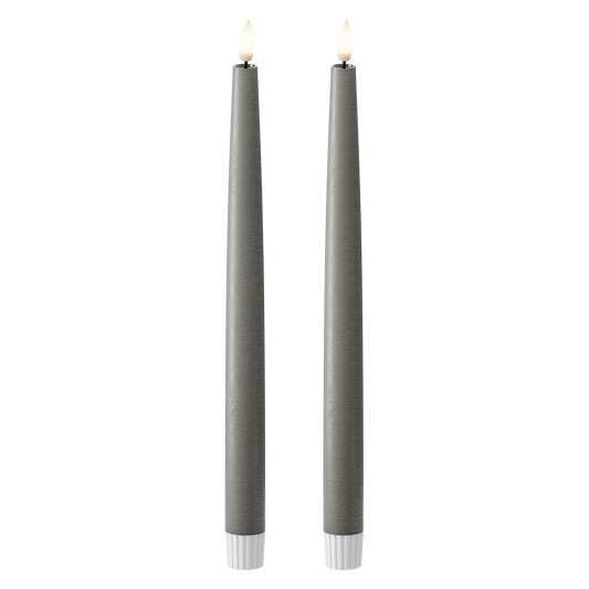 LED Stabkerzen 2 Stück, Ø 2,2 x 29 cm Dunkelgrau