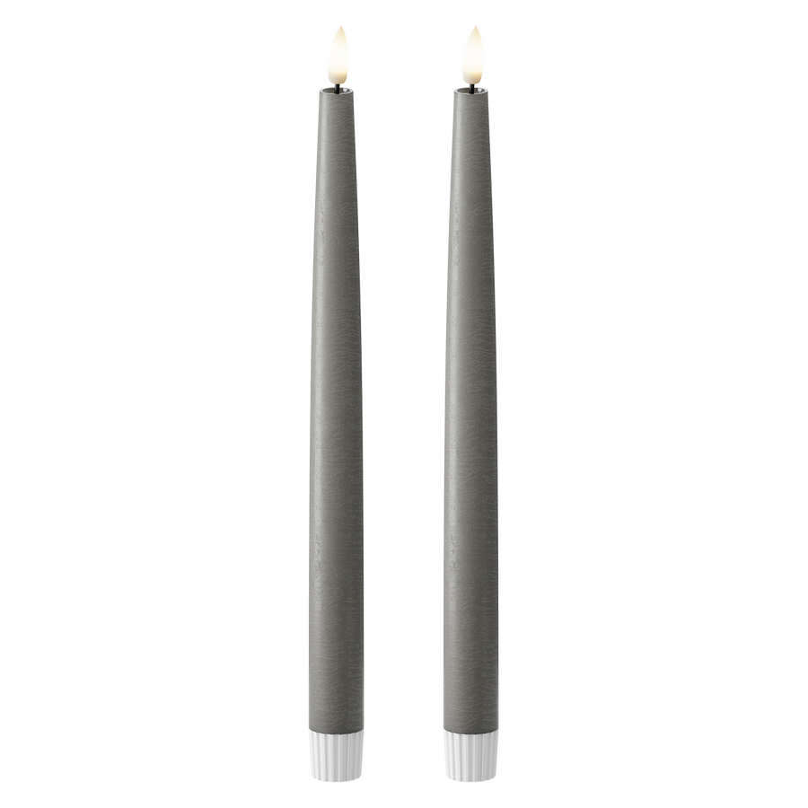 LED Stabkerzen 2 Stück, Ø 2,2 x 29 cm Dunkelgrau