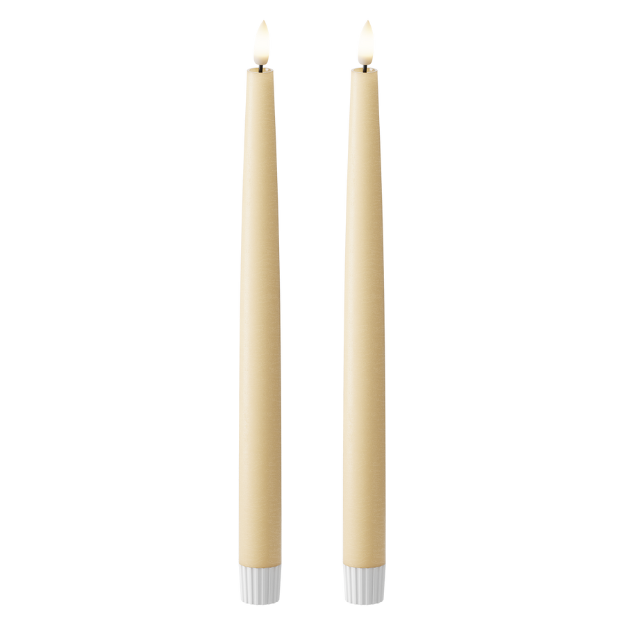 LED Stabkerzen 2 Stk., Ø 2,2 x 29 cm Leicht Karamell
