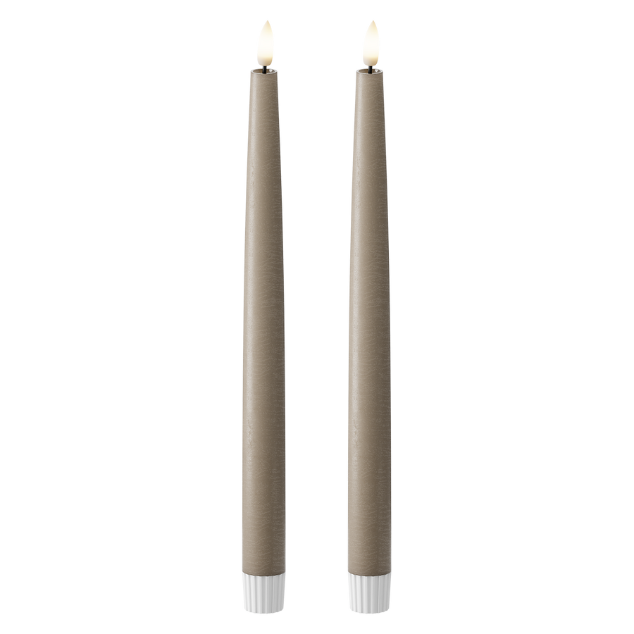 LED Stabkerzen 2 Stück, Ø 2,2 x 29 cm Mokka