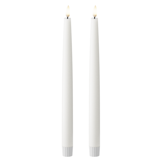 LED Stabkerzen 2 Stück, Ø 2,2 x 29 cm Weiß