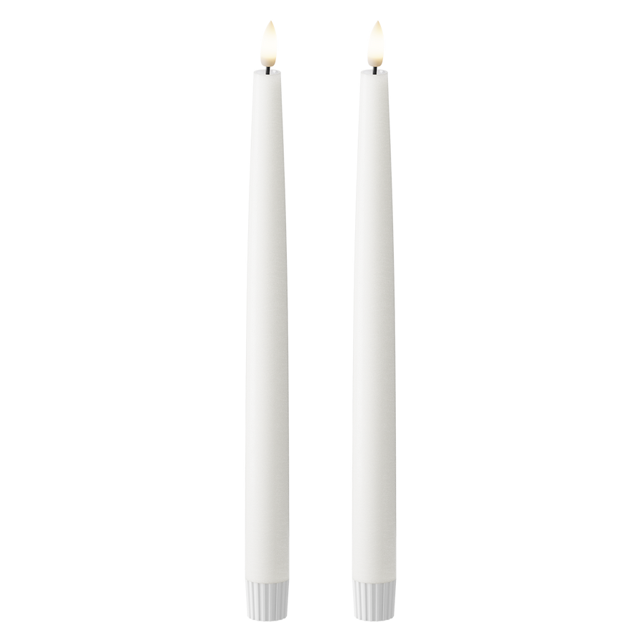 LED Stabkerzen 2 Stück, Ø 2,2 x 29 cm Weiß