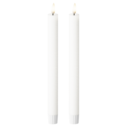 LED Stabkerzen 2 Stück, Ø 2,2 x 24,5 cm Weiß