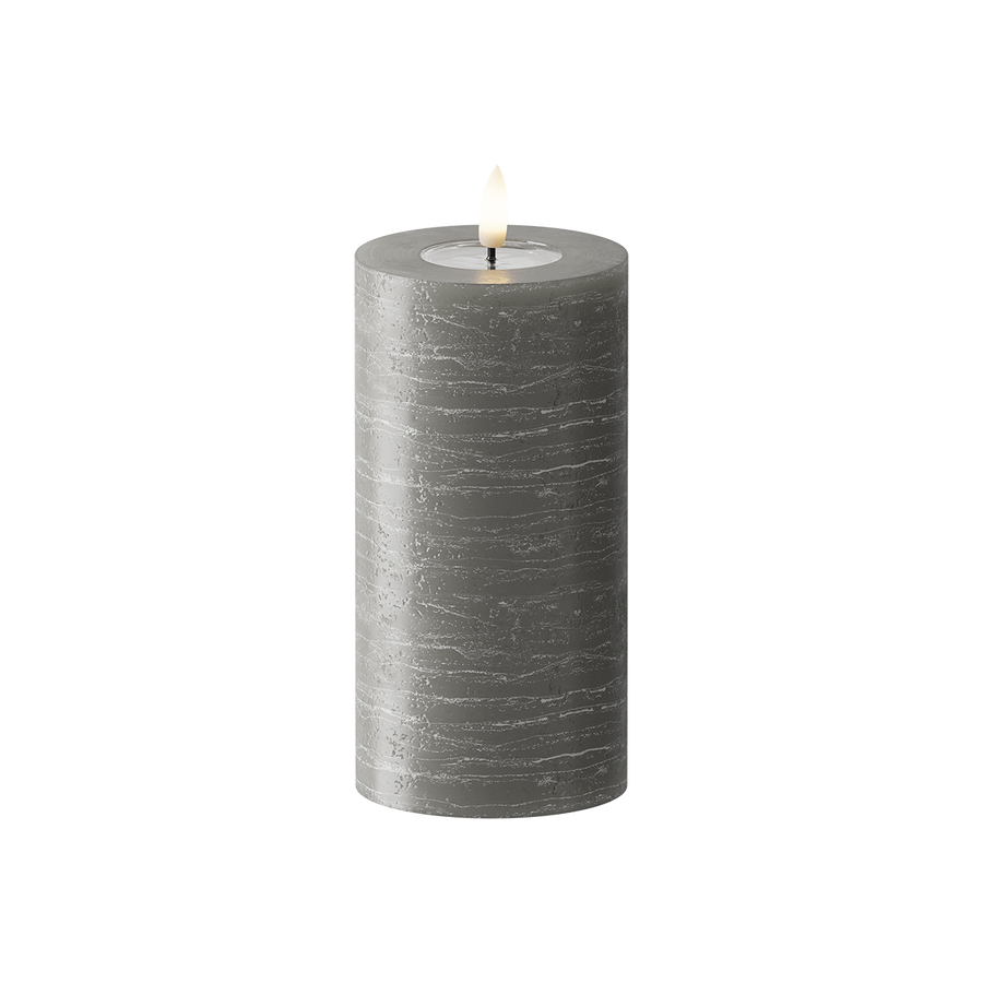 LED Blockkerzen WetLook Ø 7,5 x 15 cm Dunkelgrau