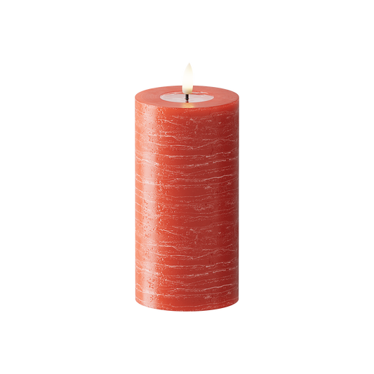 LED Blockkerzen WetLook Ø 7,5 x 15 cm Rot