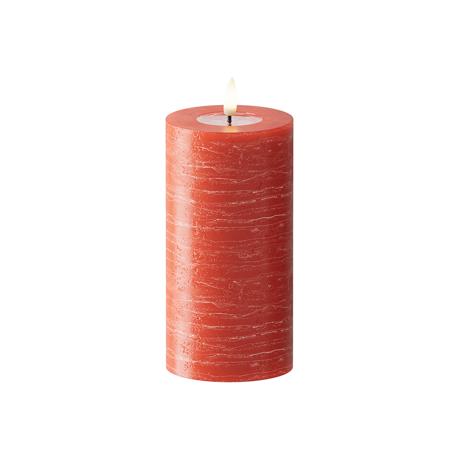 LED Blockkerzen WetLook Ø 7,5 x 15 cm Rot