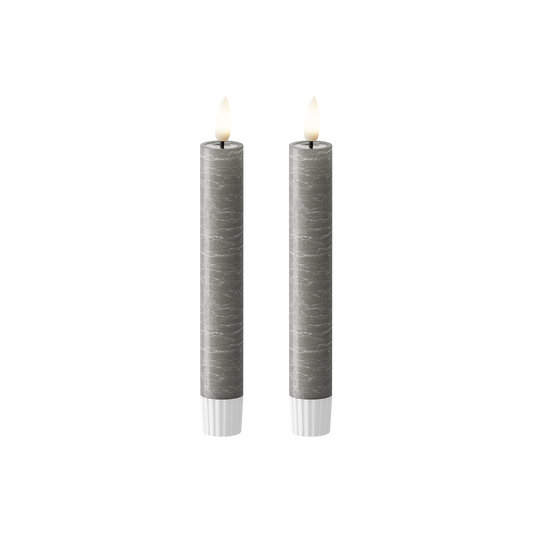 LED Stabkerzen WetLook Ø 2,2 x 18,5 cm Dunkelgrau