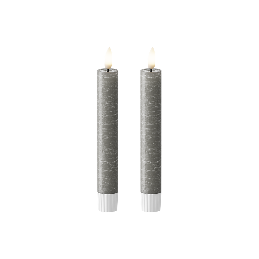 LED Stabkerzen WetLook Ø 2,2 x 18,5 cm Dunkelgrau