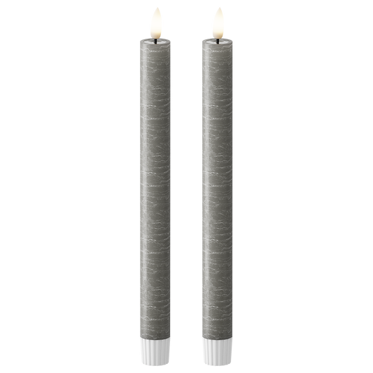 LED Stabkerzen WetLook Ø 2,2 x 24,5 cm Dunkelgrau