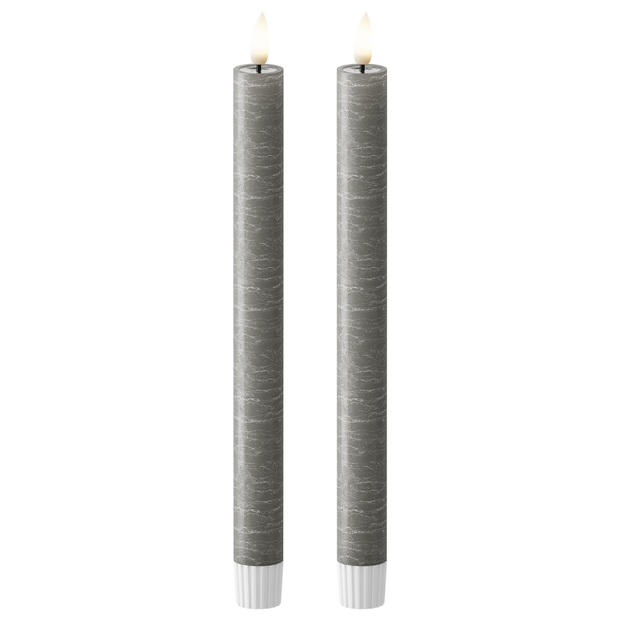 LED Stabkerzen WetLook Ø 2,2 x 24,5 cm Dunkelgrau