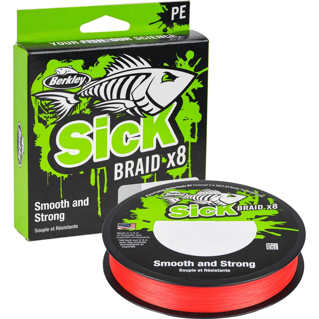 Berkley Sick Braid Braided Fishing Line 0.19mm 18kg 300m Red