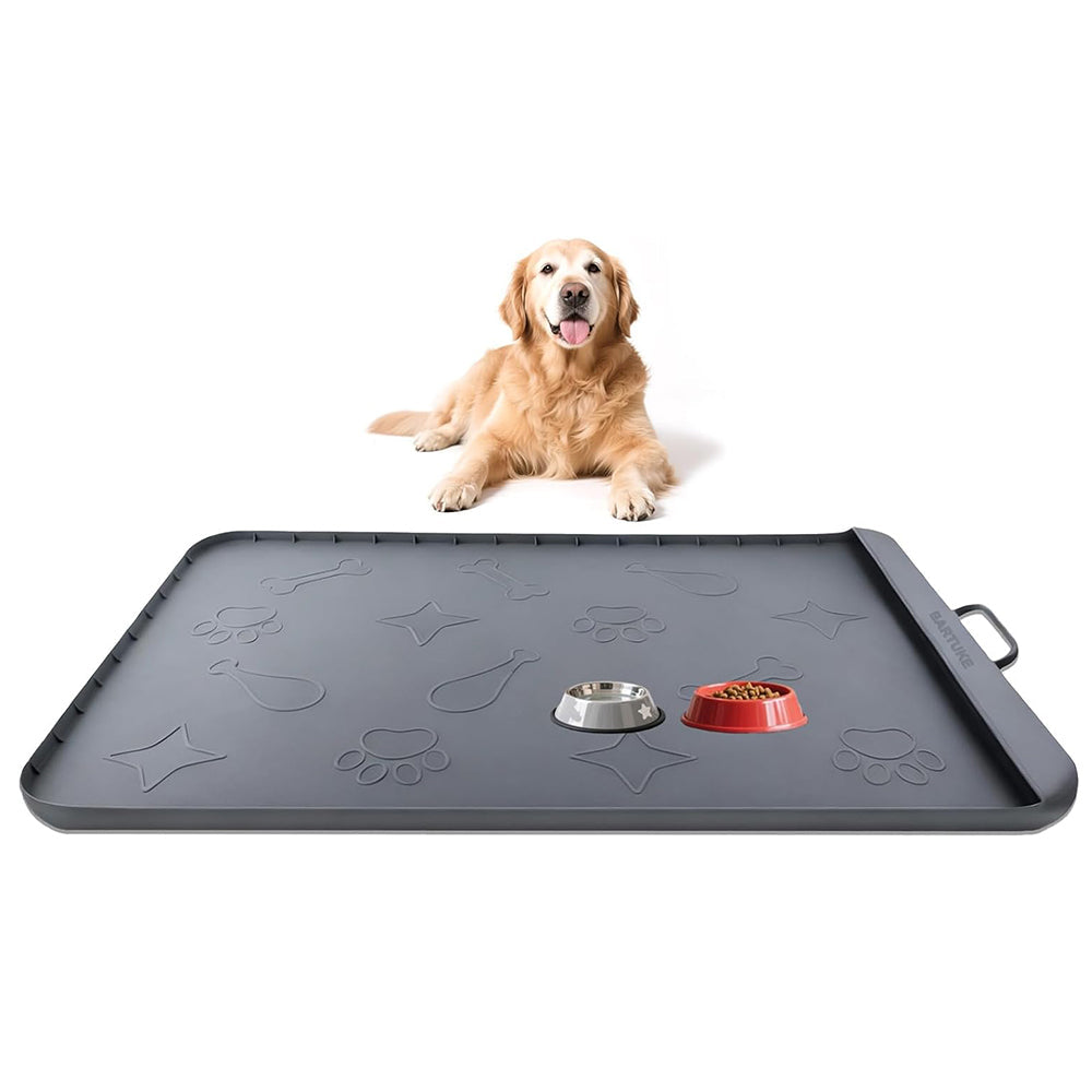 41.7''x28'' Extra Large Silicone Dog Food Mat with Collection Pocket - Dark Gray / 41.7''x28''