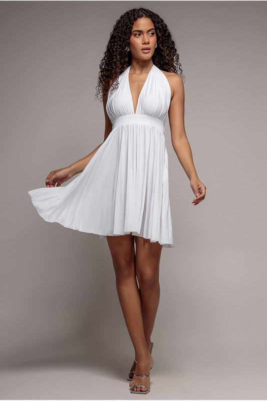 Soft Touch Multiway Skater Mini Dress - White by Goddiva