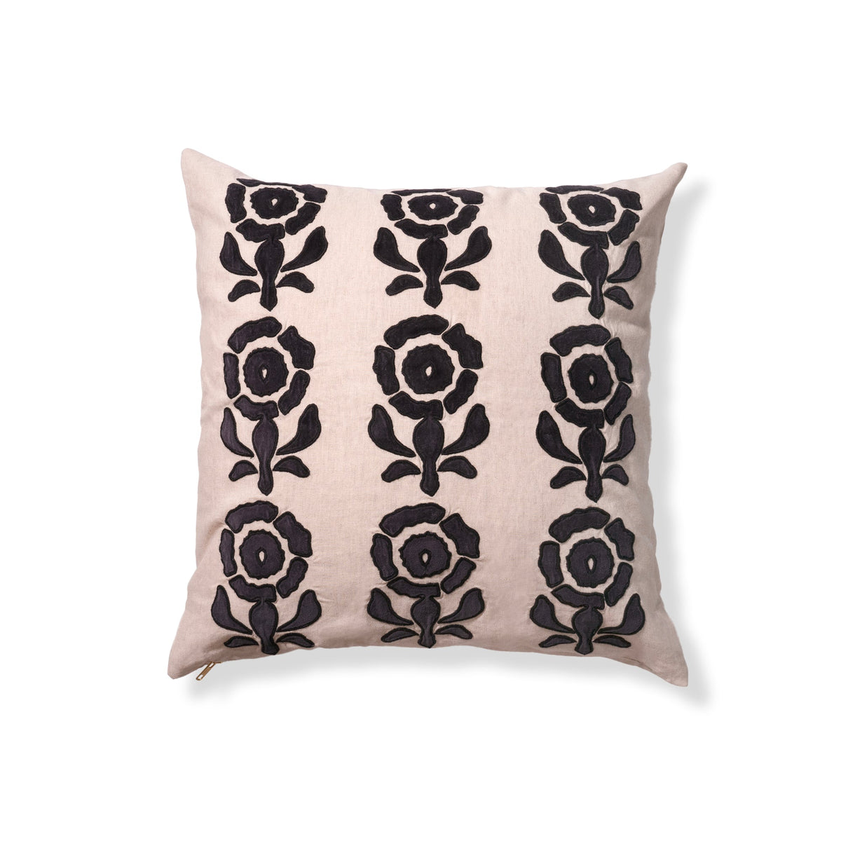 Botanical Velvet Pillow - 20" x 20" / Black