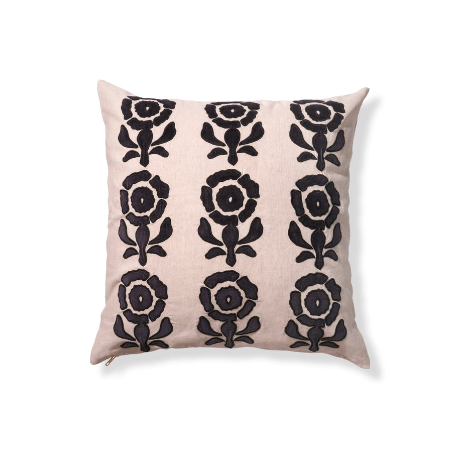 Botanical Velvet Pillow - 20" x 20" / Black