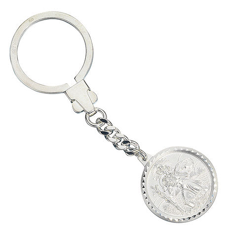 Schlüsselanhänger Schutzpatron Christopherus 925 Sterling Silber mattiert