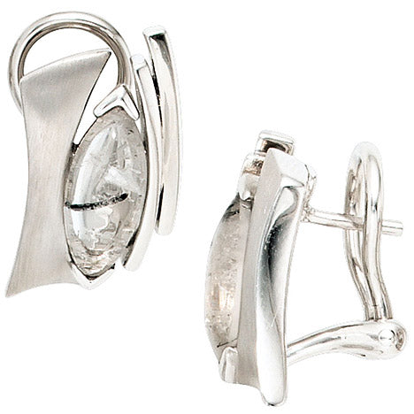 Ohrstecker 925 Sterling Silber rhodiniert mattiert 2 Turmalinquarze Ohrringe