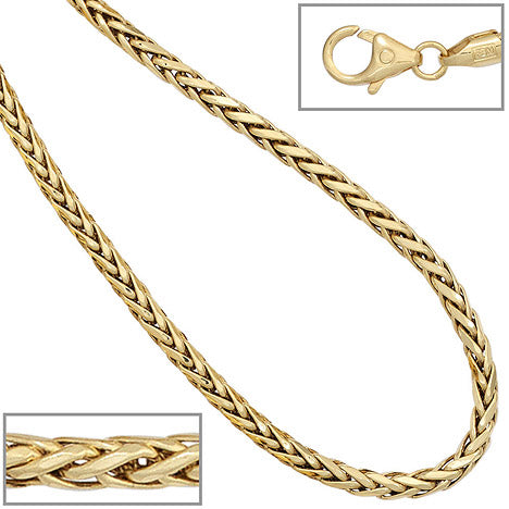Zopfkette 585 Gelbgold 2 6 mm 45 cm Gold Kette Halskette Goldkette Karabiner