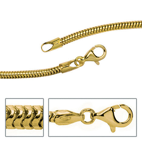 Schlangenkette aus 585 Gelbgold 2 4 mm 42 cm Gold Kette Halskette Goldkette