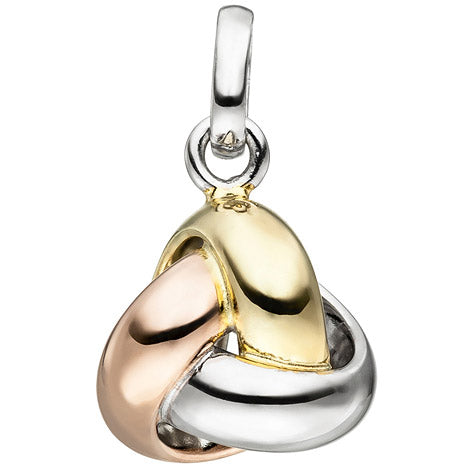 Anhänger Knoten 925 Sterling Silber triolor vergoldet dreifarbig