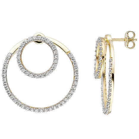 Ohrhänger 375 Gold Gelbgold mit Zirkonia Ohrringe Ohrstecker Goldohrringe