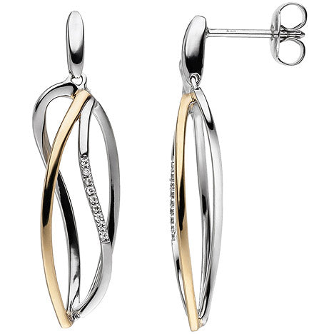 Ohrhänger 333 Gold Weißgold Gelbgold bicolor 18 Zirkonia Ohrringe Ohrstecker