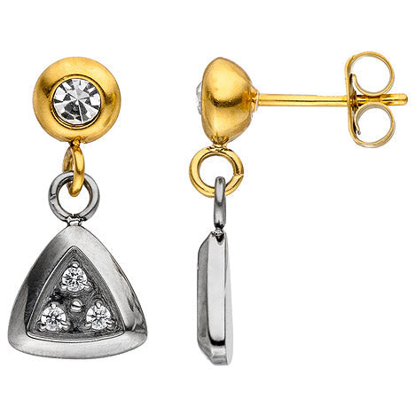 Ohrhänger Edelstahl bicolor beschichtet mit SWAROVSKI® ELEMENTS und 6 Zirkonia