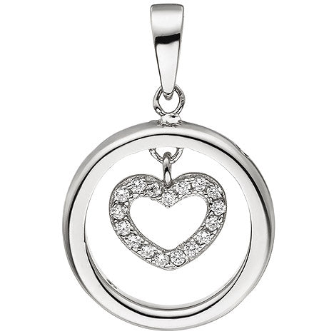 Anhänger Herz Herzen 925 Sterling Silber 21 Zirkonia Silberanhänger Silberherz