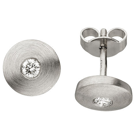 Ohrstecker 950 Platin matt 2 Diamanten Brillanten Ohrringe Platinohrringe