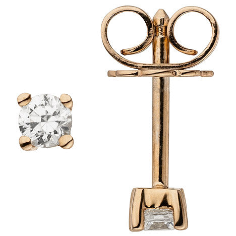 Ohrstecker 585 Gold Rotgold 2 Diamanten Brillanten 0 24 ct. Ohrringe
