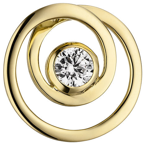 Anhänger rund 925 Sterling Silber gold vergoldet 1 Zirkonia