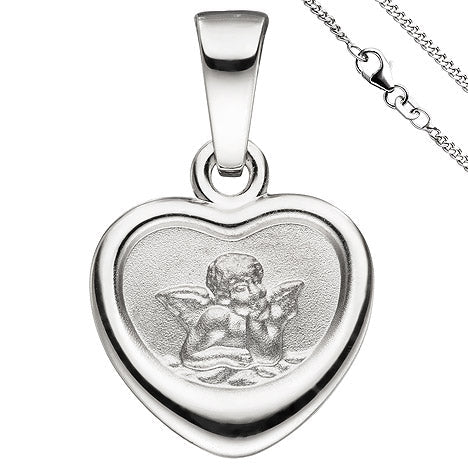 Anhänger Kleines Herz Herzchen Schutzengel 925 Sterling Silber mit Kette 38 cm