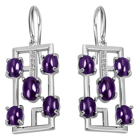 Ohrhänger Amethyst 925 Sterling Silber 12 Zirkonia Ohrringe Silberohrringe