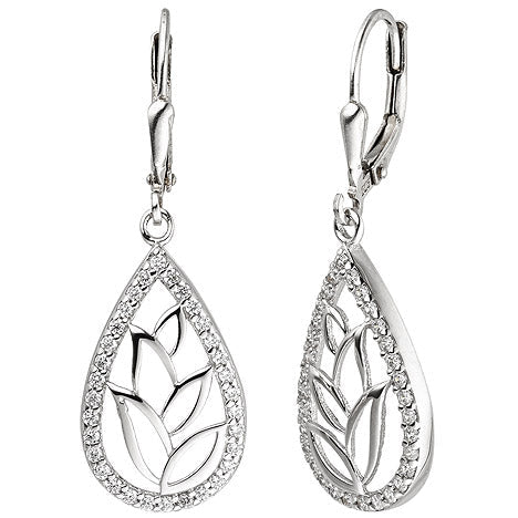 Ohrhänger Tropfen 925 Sterling Silber 64 Zirkonia Ohrringe Boutons