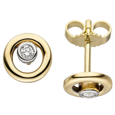 Ohrstecker 585 Gold Gelbgold 2 Diamanten Brillanten Ohrringe