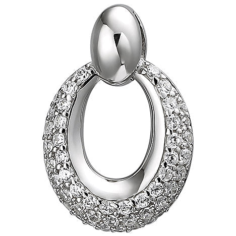 Anhänger oval 925 Sterling Silber 50 Zirkonia Silberanhänger