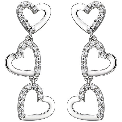 Ohrhänger Herzen 925 Silber 52 Zirkonia Ohrringe