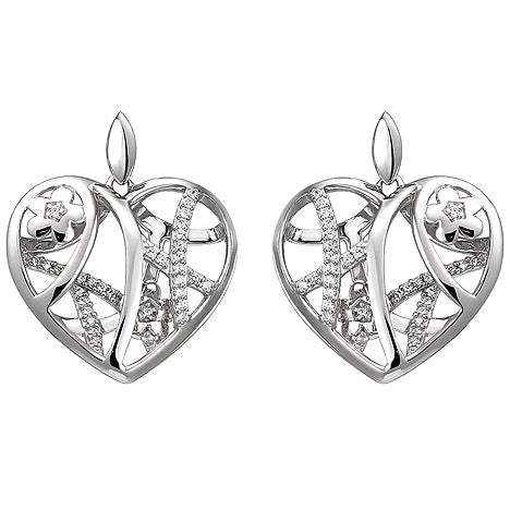 Ohrhänger Herz/Blumen 925 Sterling Silber 70 Zirkonia Ohrringe