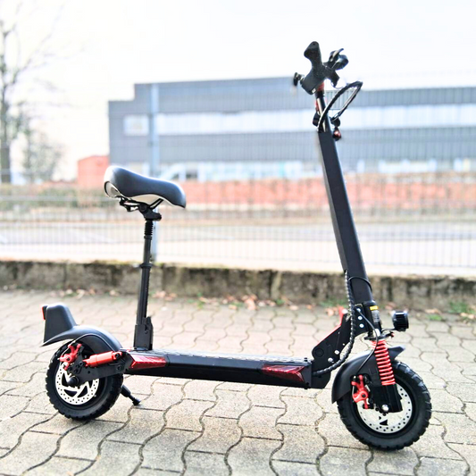 E-Sit Pro Premium Electric Scooter with Ergonomic Seat, Full Suspension System, and All-Terrain Off-Road Tires
