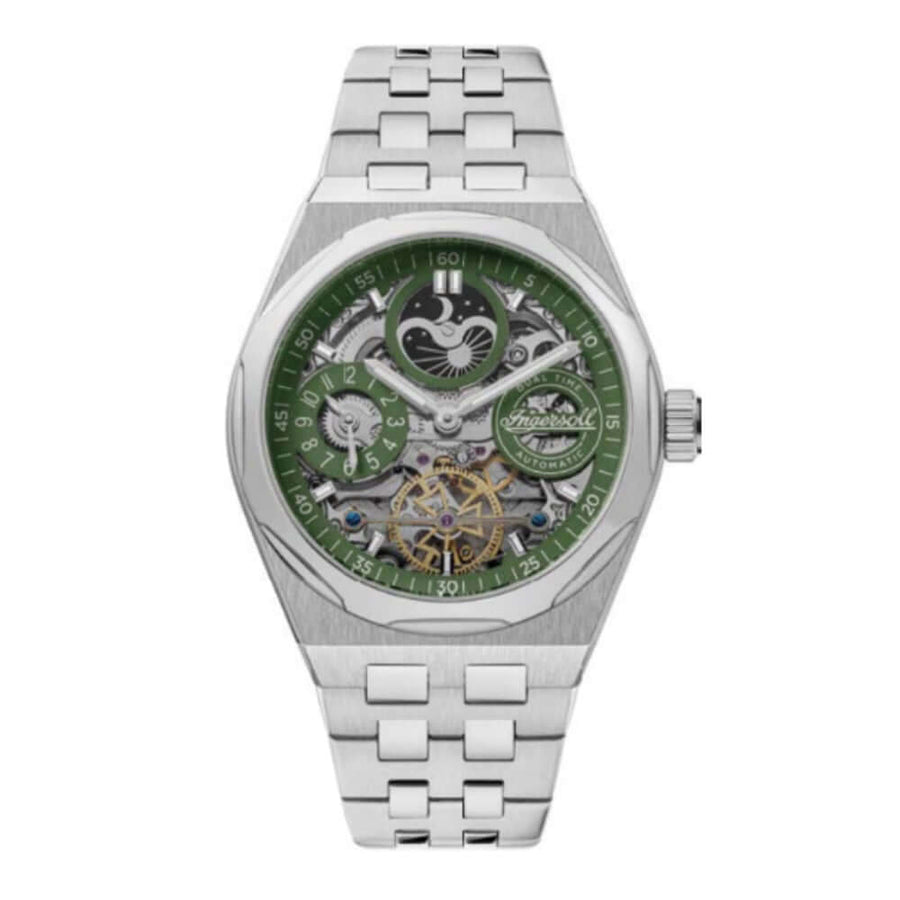 INGERSOLL Automatikuhr The Broadway Dual Time silber onesize Herren Skelettiertes Zifferblatt 43 I12905
