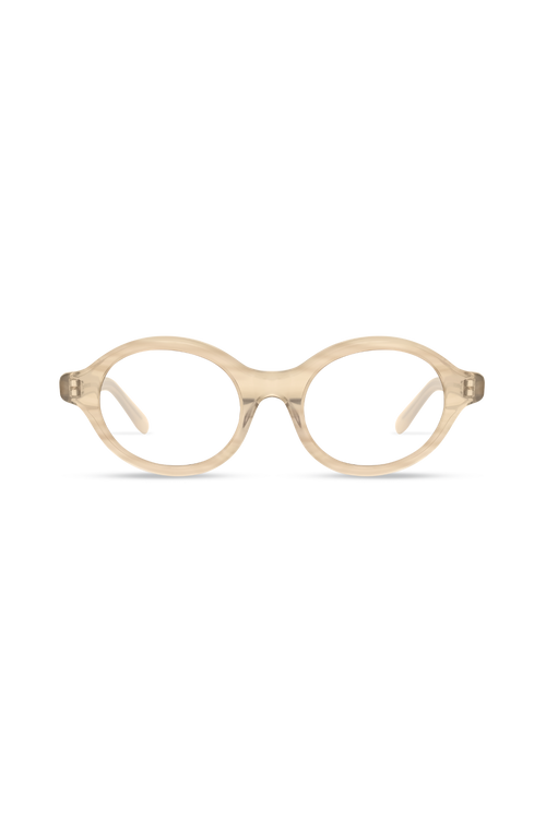 Aila Crystal Brown Pearl Demi Frame Glasses