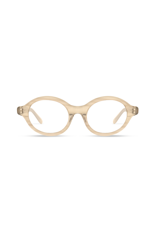 Aila Crystal Brown Pearl Demi Frame Glasses