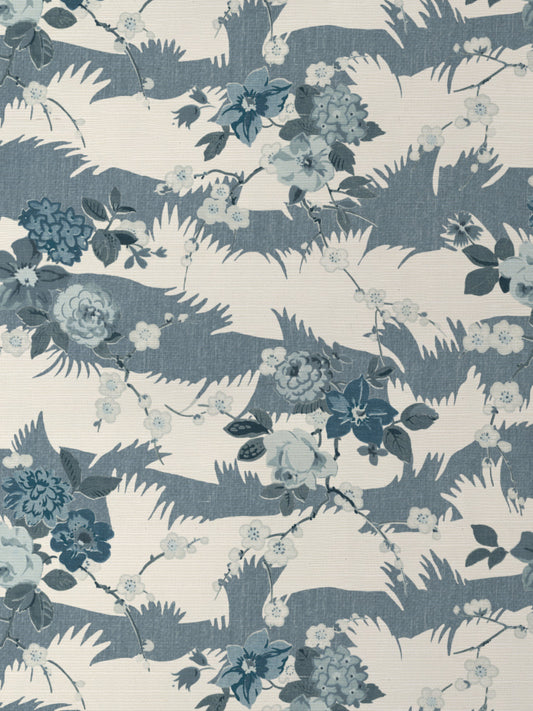 'Dora Chintz' Grasscloth Wallpaper by Nathan Turner - Blues - Grasscloth Roll