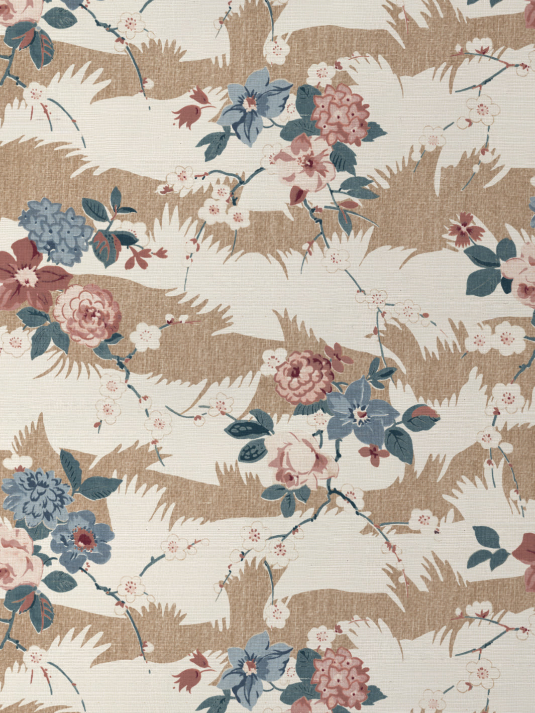 'Dora Chintz' Grasscloth Wallpaper by Nathan Turner - Saddle Pink - Grasscloth Roll