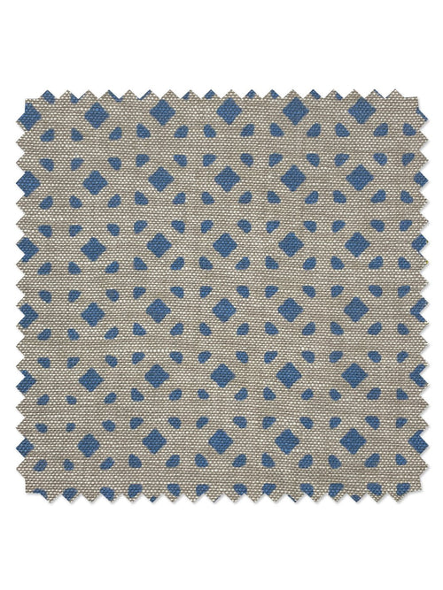 'Barbie™ Dreamhouse Breezeblocks' Flax Linen Fabric by Barbie™ - Blue - FLAX LINEN / SAMPLE
