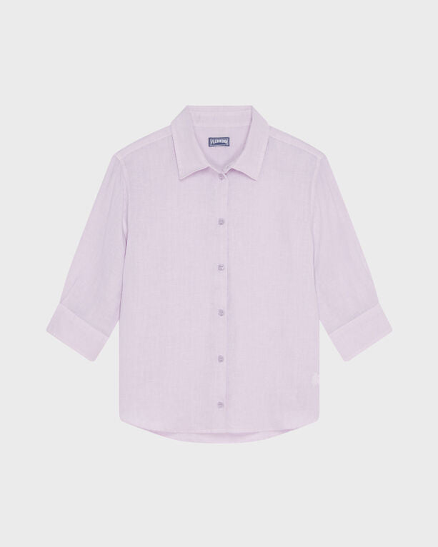 Vilebrequin - Women Linen Shirt Solid - Shirt - Laurane - Purple - Size XL