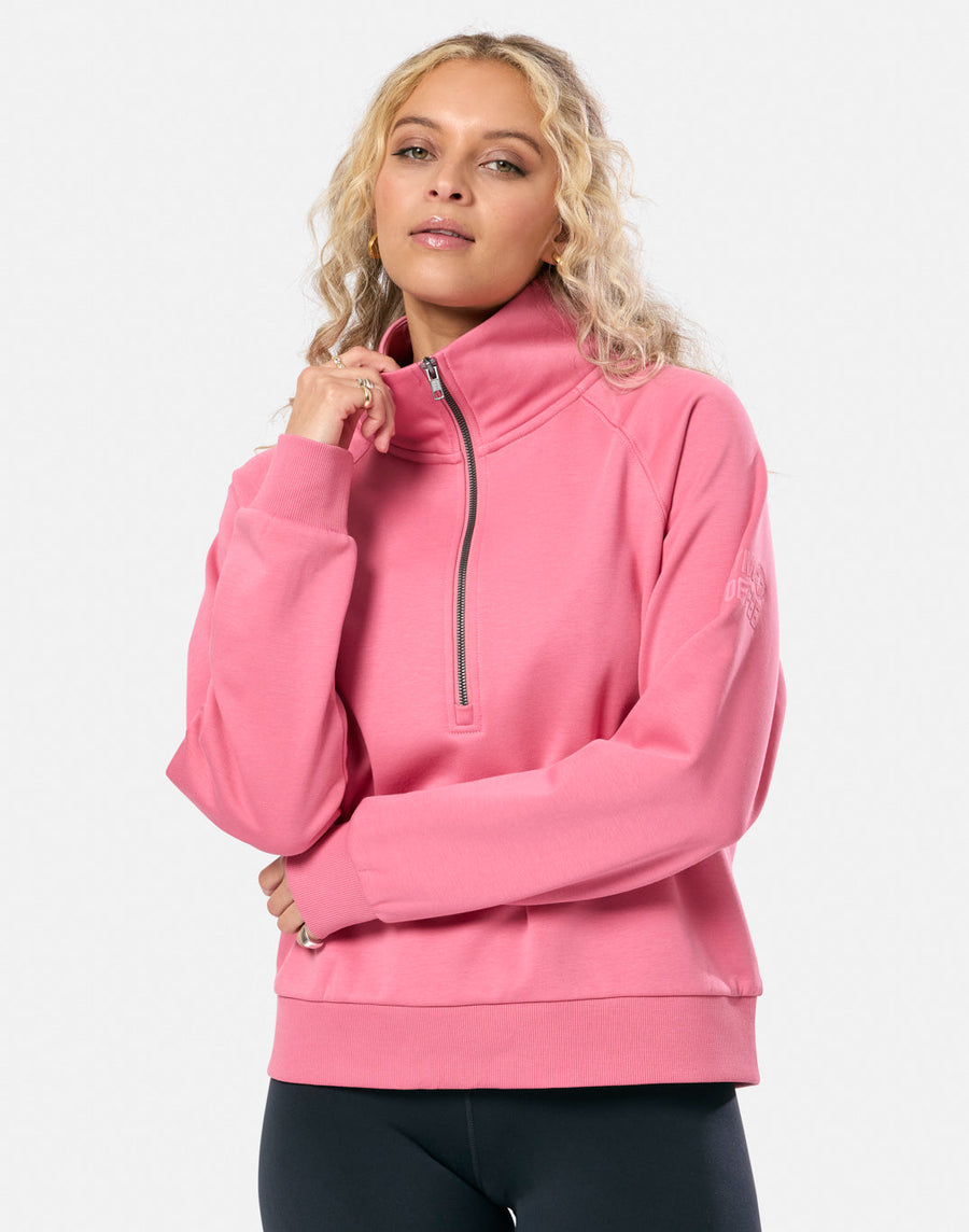 Clubhouse Quarter Zip in Blush - XXS/6 / Blush Red
