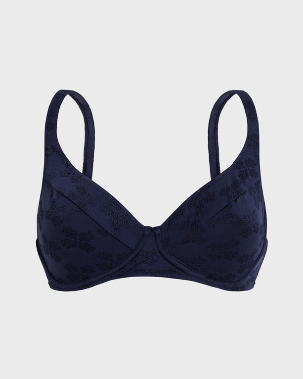 Vilebrequin - Women Underwire Bikini Top Turtle Monogram Jacquard - Swimwear - Leona - Blue - Size M