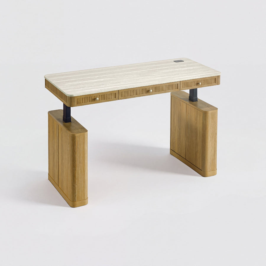 COLAMY VERSE Modern Fluted Electric Adjustable Standing Desk with Storage